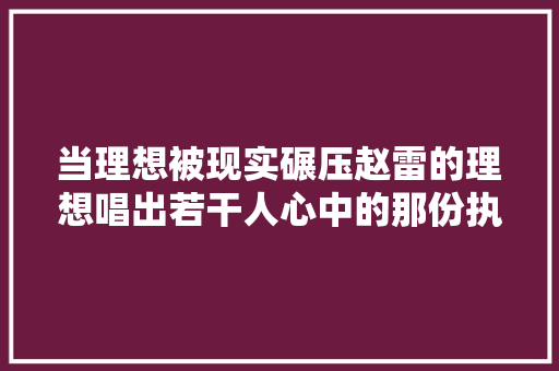 当理想被现实碾压赵雷的理想唱出若干人心中的那份执着