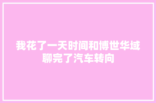 我花了一天时间和博世华域聊完了汽车转向
