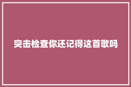 突击检查你还记得这首歌吗