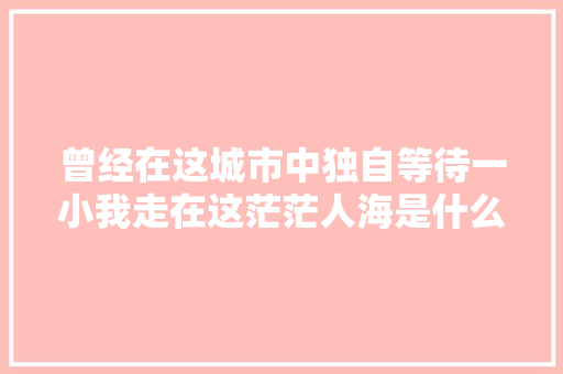 曾经在这城市中独自等待一小我走在这茫茫人海是什么歌谁唱的