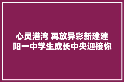 心灵港湾 再放异彩新建建阳一中学生成长中央迎接你