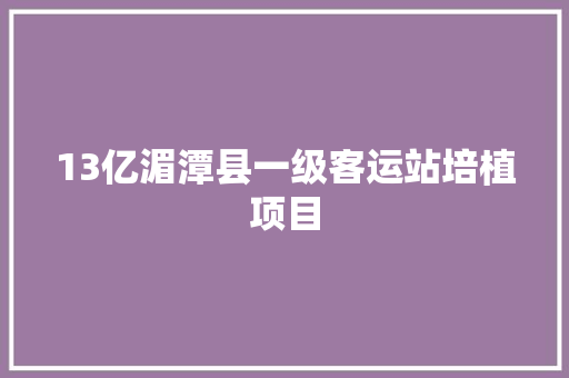 13亿湄潭县一级客运站培植项目