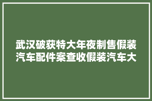 武汉破获特大年夜制售假装汽车配件案查收假装汽车大年夜灯价值百万元