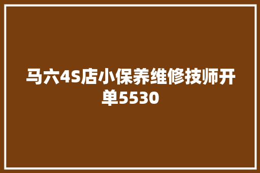 马六4S店小保养维修技师开单5530