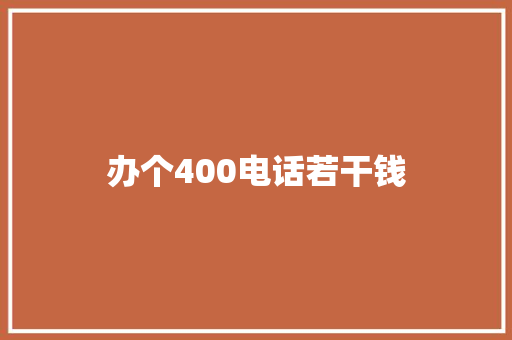 办个400电话若干钱