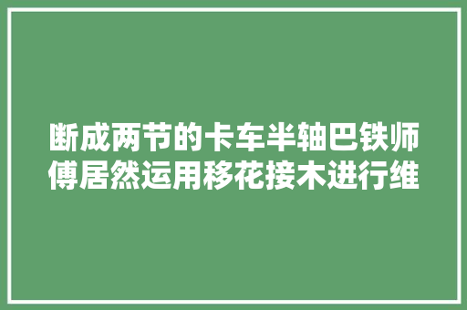 断成两节的卡车半轴巴铁师傅居然运用移花接木进行维修