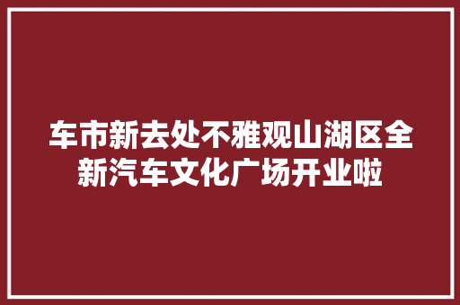 车市新去处不雅观山湖区全新汽车文化广场开业啦