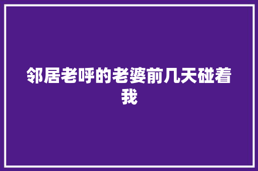 邻居老呼的老婆前几天碰着我