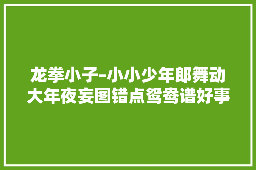 龙拳小子–小小少年郎舞动大年夜妄图错点鸳鸯谱好事也成双