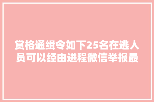 赏格通缉令如下25名在逃人员可以经由进程微信举报最高奖励20000元