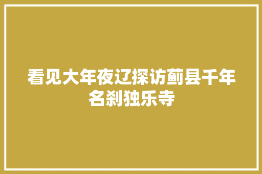 看见大年夜辽探访蓟县千年名刹独乐寺