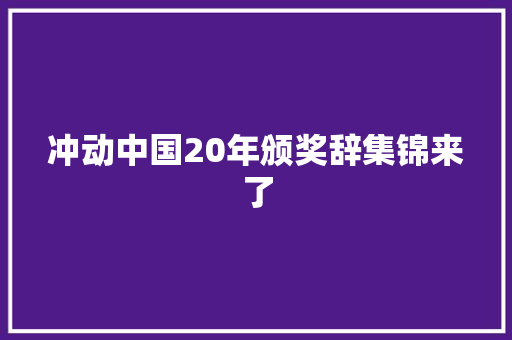 冲动中国20年颁奖辞集锦来了