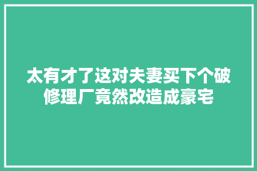太有才了这对夫妻买下个破修理厂竟然改造成豪宅