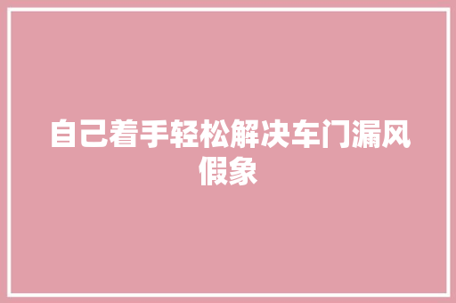 自己着手轻松解决车门漏风假象