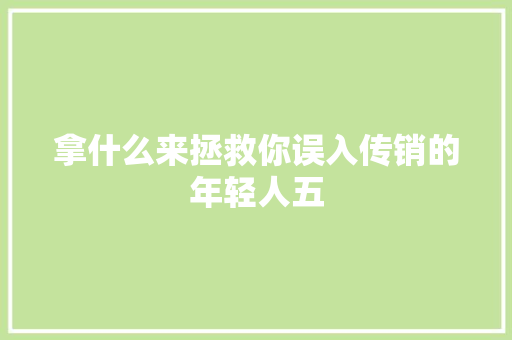拿什么来拯救你误入传销的年轻人五