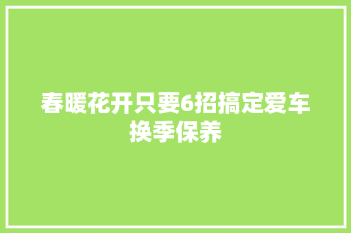 春暖花开只要6招搞定爱车换季保养