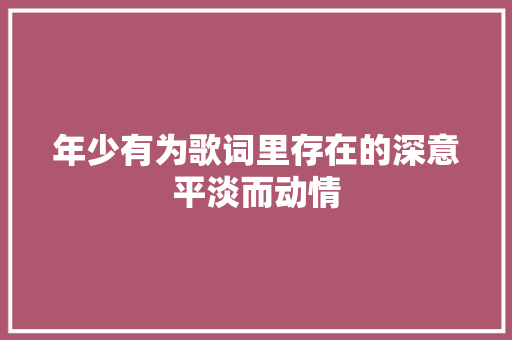 年少有为歌词里存在的深意平淡而动情