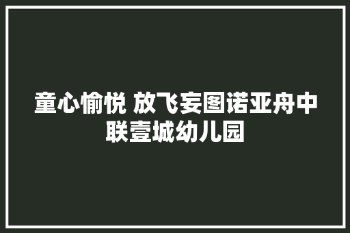 童心愉悦 放飞妄图诺亚舟中联壹城幼儿园