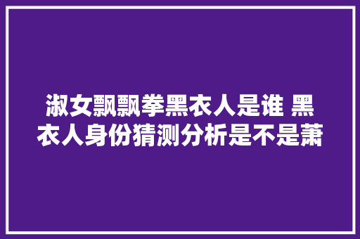 淑女飘飘拳黑衣人是谁 黑衣人身份猜测分析是不是萧笑