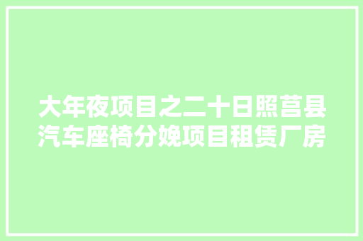 大年夜项目之二十日照莒县汽车座椅分娩项目租赁厂房抢分娩
