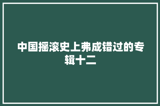 中国摇滚史上弗成错过的专辑十二