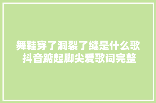 舞鞋穿了洞裂了缝是什么歌 抖音踮起脚尖爱歌词完整版 休闲娱乐