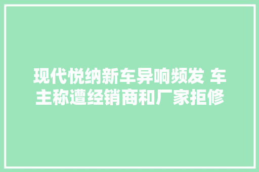 现代悦纳新车异响频发 车主称遭经销商和厂家拒修