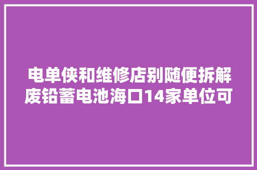 电单侠和维修店别随便拆解废铅蓄电池海口14家单位可收集→