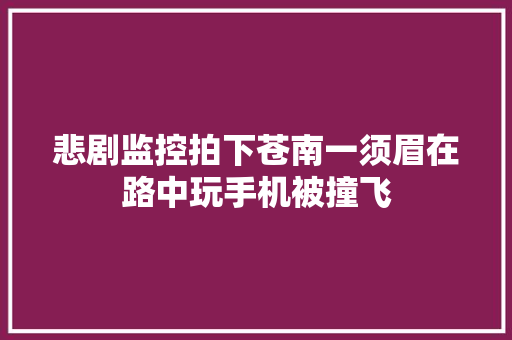 悲剧监控拍下苍南一须眉在路中玩手机被撞飞