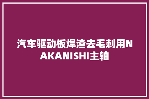 汽车驱动板焊渣去毛刺用NAKANISHI主轴