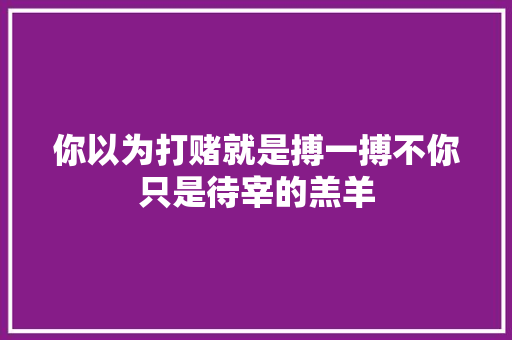 你以为打赌就是搏一搏不你只是待宰的羔羊