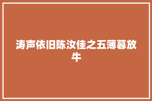 涛声依旧陈汝佳之五薄暮放牛