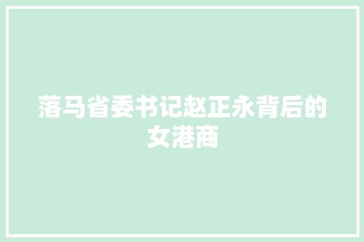 落马省委书记赵正永背后的女港商