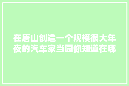 在唐山创造一个规模很大年夜的汽车家当园你知道在哪吗一路去看看