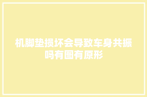 机脚垫损坏会导致车身共振吗有图有原形