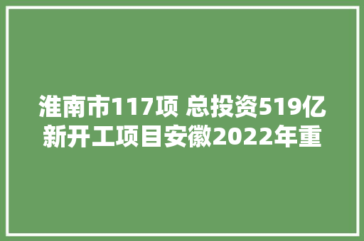 淮南市117项 总投资519亿新开工项目安徽2022年重点项目072