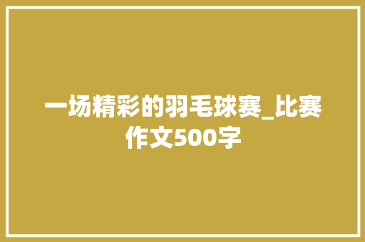 一场精彩的羽毛球赛_比赛作文500字