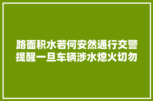 路面积水若何安然通行交警提醒一旦车辆涉水熄火切勿二次打火