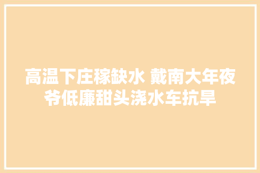 高温下庄稼缺水 戴南大年夜爷低廉甜头浇水车抗旱
