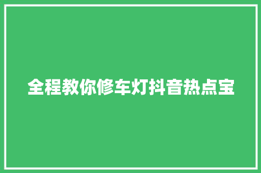 全程教你修车灯抖音热点宝