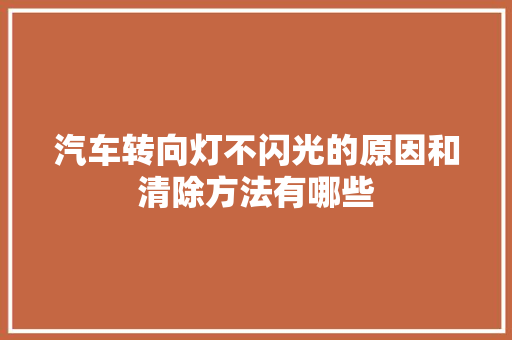 汽车转向灯不闪光的原因和清除方法有哪些
