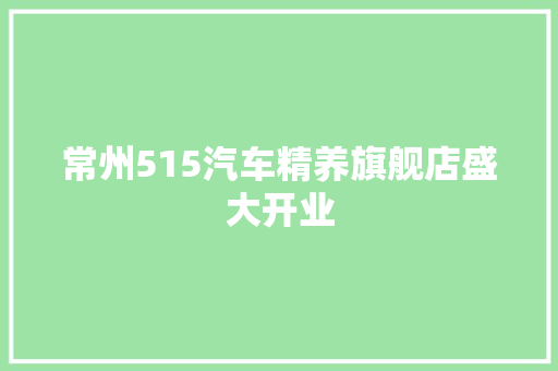 常州515汽车精养旗舰店盛大开业