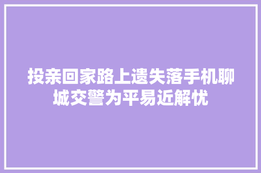 投亲回家路上遗失落手机聊城交警为平易近解忧