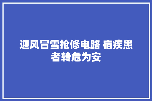 迎风冒雪抢修电路 宿疾患者转危为安