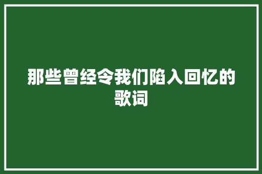 那些曾经令我们陷入回忆的歌词