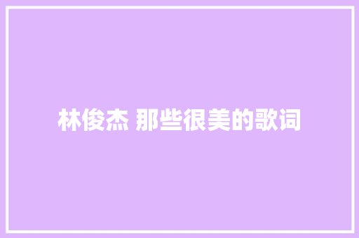 林俊杰 那些很美的歌词
