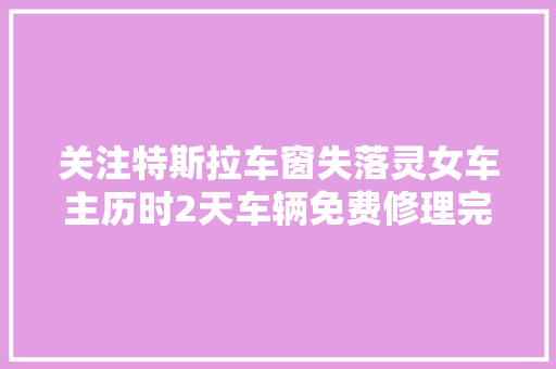关注特斯拉车窗失落灵女车主历时2天车辆免费修理完成不想蹭热度