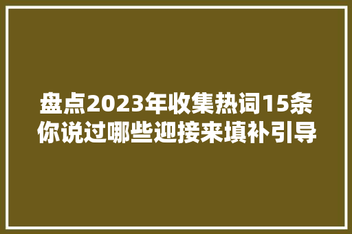 盘点2023年收集热词15条你说过哪些迎接来填补引导