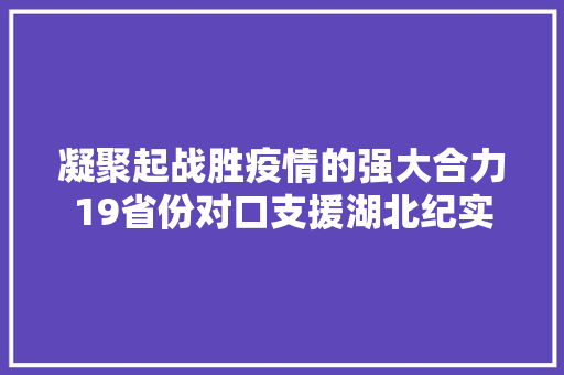 凝聚起战胜疫情的强大合力19省份对口支援湖北纪实