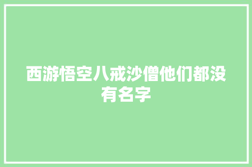 西游悟空八戒沙僧他们都没有名字